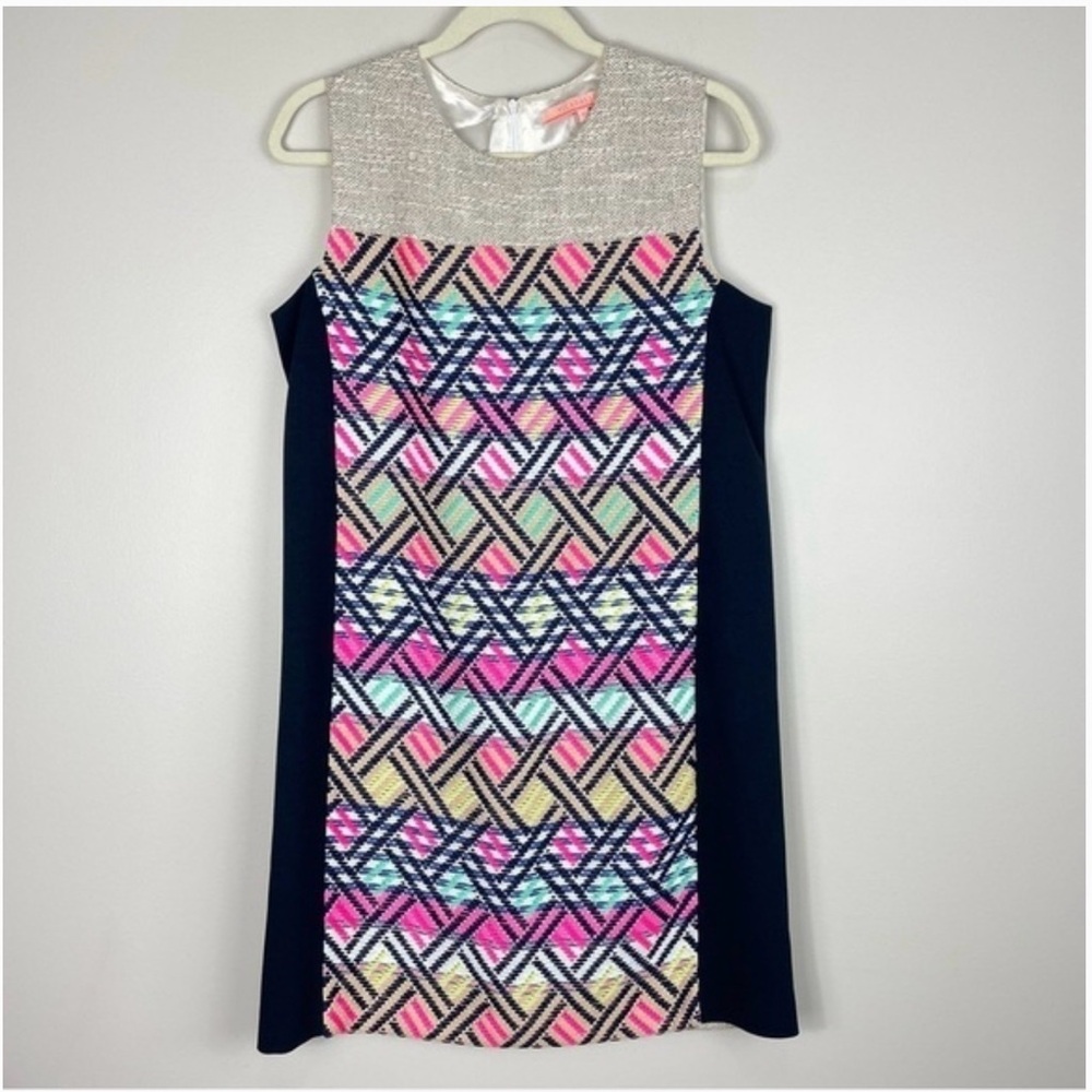 Vilagallo Colorful Embroidered Bodice Sleeveless Dress Sz 42